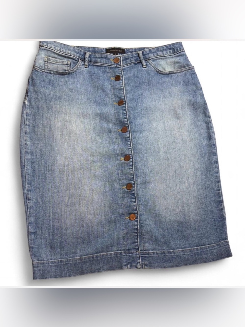 Banana Republic Straight Light Blue Denim Button-Front Pencil women’s Skirt. - Picture 2 of 7